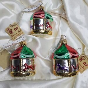 VTG west Germany Mercury Blown Glass Merry Go Round Carousel Christmas Ornaments